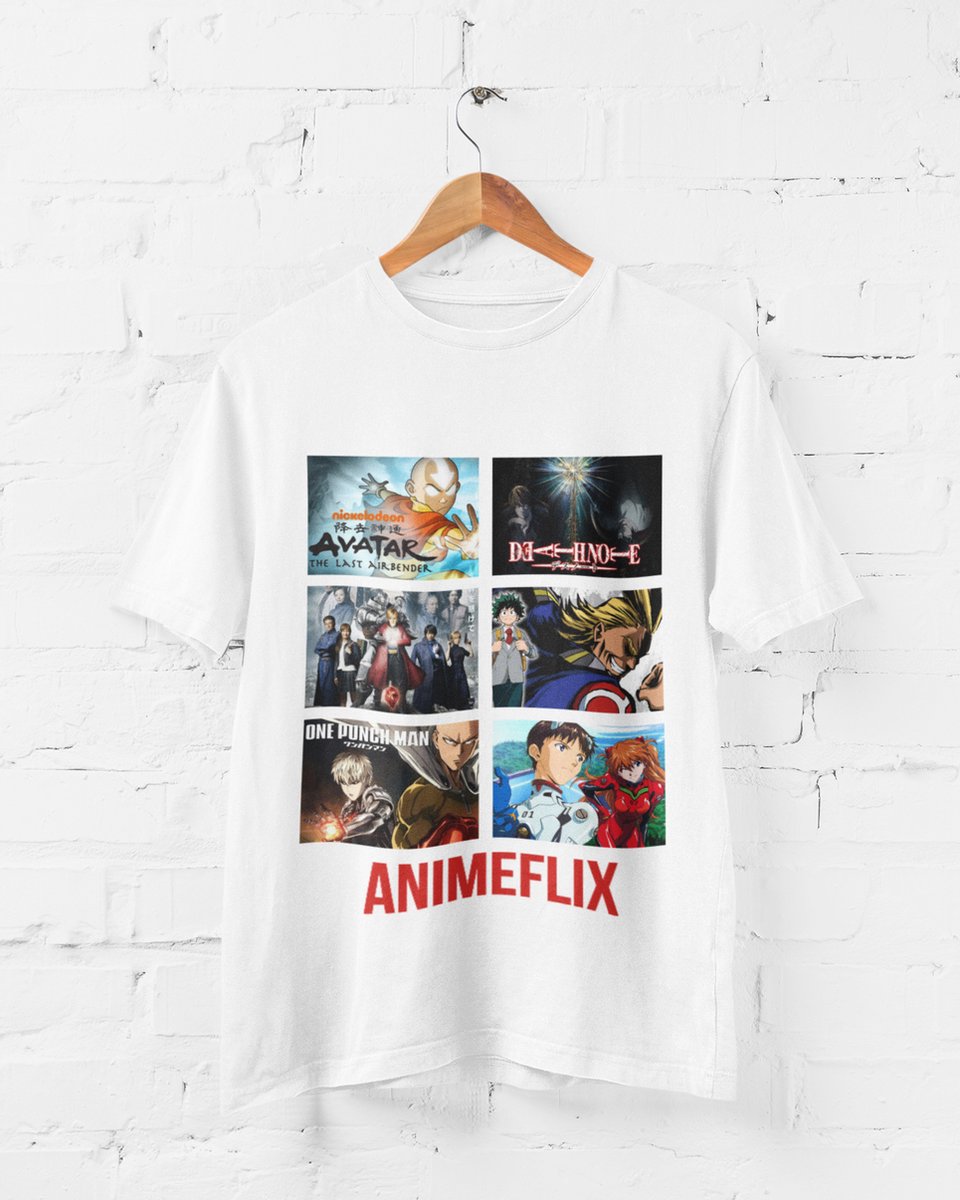 Feel Free Design | Animeflix T-shirt | Netflix | Anime | Cosplay | 100% Organisch Katoen | Wit| Maat L